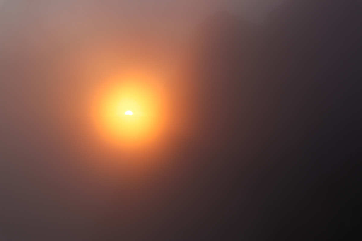 magical sun in the fog